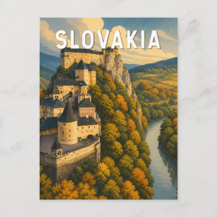 Postal Ilustración de viaje de arte vintage de Eslovaquia