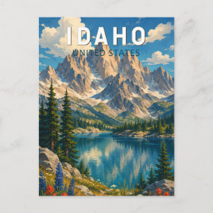 Postal Ilustración de viaje de arte vintage de Idaho