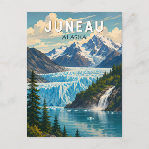 Postal Ilustración de viaje de arte vintage de Juneau Ala