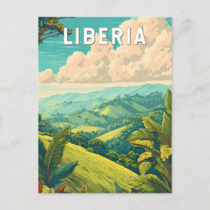 Postal Ilustración de viaje de arte vintage de Liberia