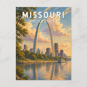 Postal Ilustración de viaje de arte vintage de Missouri