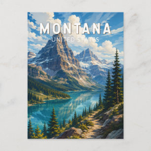 Postal Ilustración de viaje de arte vintage de Montana