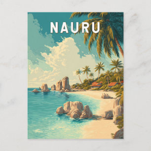 Postal Ilustración de viaje de arte vintage de Nauru