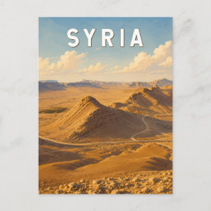 Postal Ilustración de viaje de arte vintage de Siria