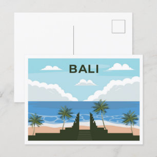 Postal Ilustracion de viaje de Bali Indonesia