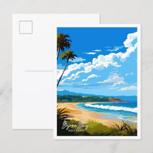 Postal Ilustracion de Viaje de Byron Bay Australia