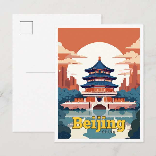 Postal Ilustracion de Viaje de China en Pekín (Anverso / Reverso)