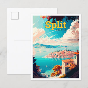 Postal Ilustracion de Viaje de Croacia de Split