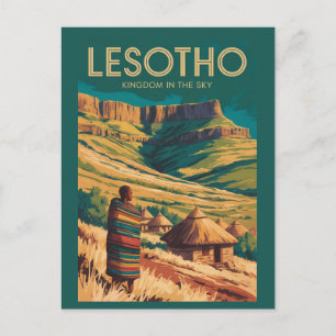 Postal Ilustración de viaje de Drakensberg de Lesoto Arte