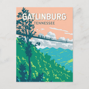 Postal Ilustración de viaje de Gatlinburg Tennessee Arte