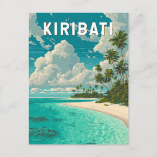 Postal Ilustración de viaje de Kiribati Arte Vintage
