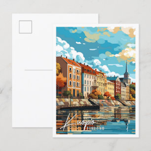 Postal Ilustracion de viaje de Kuopio Finlandia
