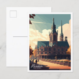 Postal Ilustracion de viaje de la Alemania de Mannheim