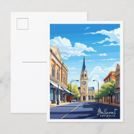 Postal Ilustracion de viaje de la cosecha de Ballarat Aus