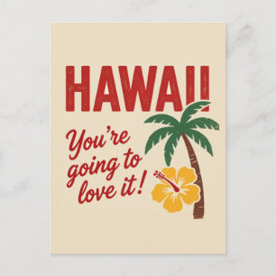 Postal Ilustración de viaje de las Islas Hawaianas Retro