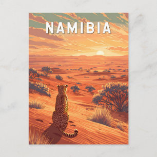 Postal Ilustración de viaje de Namibia Arte vintage