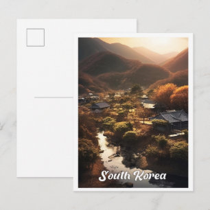 Postal Ilustración de viaje de naturaleza en Seúl Corea d