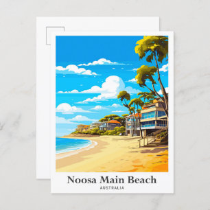 Postal Ilustracion de viaje de Noosa Beach Australia