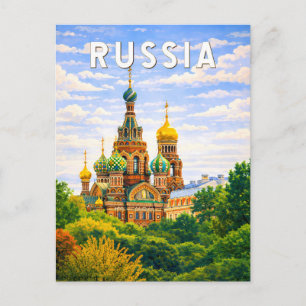 Postal Ilustración de viaje de Rusia Arte Vintage