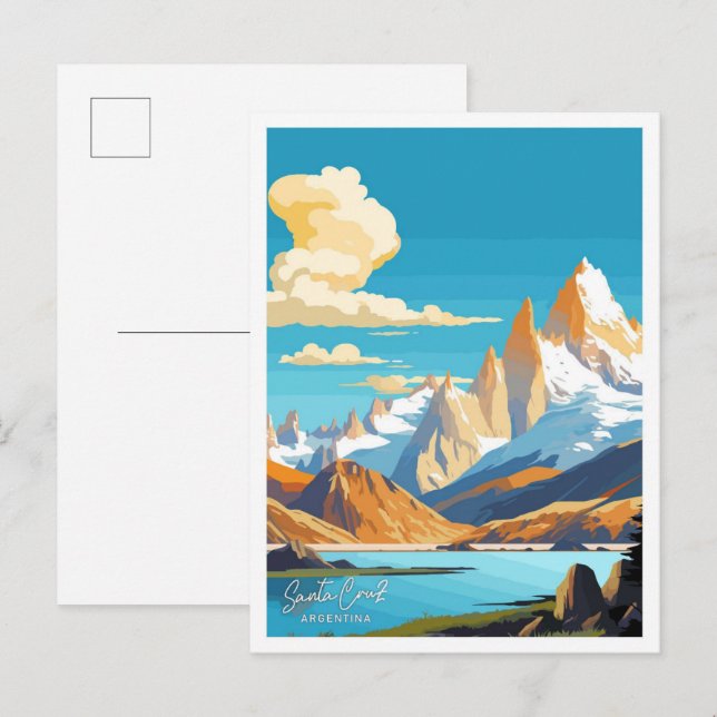 Postal Ilustracion de Viaje de Santa Cruz Argentina (Anverso / Reverso)