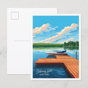 Postal Ilustracion de Viaje de Sixberry Lake New York