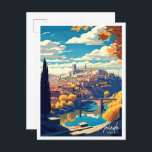 Postal Ilustracion de viaje de Toledo España vintage<br><div class="desc">Ilustracion Toledo España vintage</div>