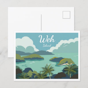 Postal Ilustracion de viaje de Weh Island Aceh Indonesia