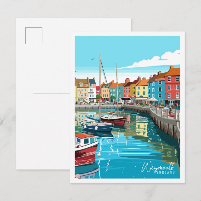 Postal Ilustracion de viaje de Weymouth England (Anverso / Reverso)
