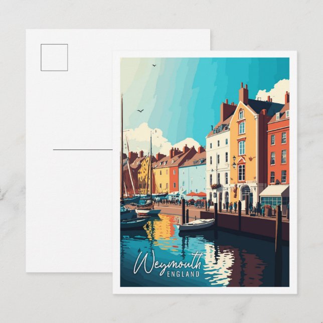 Postal Ilustracion de viaje de Weymouth England (Anverso / Reverso)