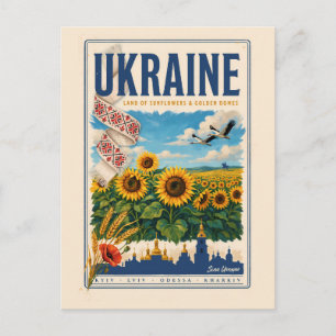 Postal Ilustración de viaje del domo dorado del girasol d