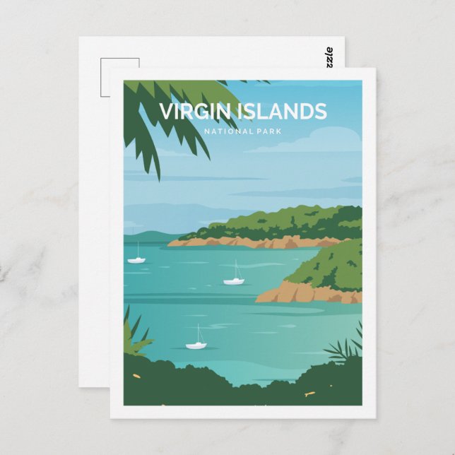 Postal Ilustracion de viaje famoso en las Islas Vírgenes (Anverso / Reverso)