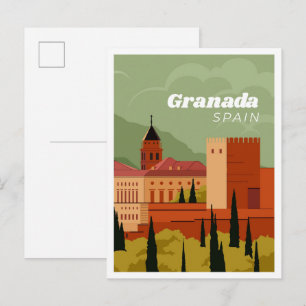 Postal Ilustración de viaje Granada España