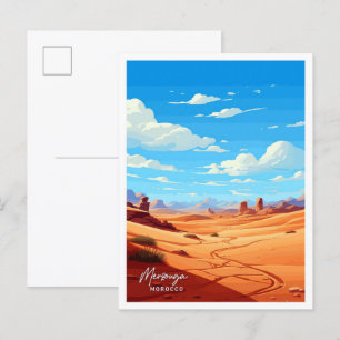 Postal Ilustracion de viaje Merzouga Marruecos