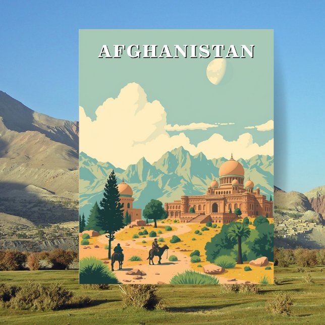Postal Ilustración de viaje por Afganistán (Afghanistan )