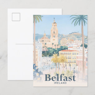 Postal Ilustracion de viaje por aguas de Irlanda de Belfa