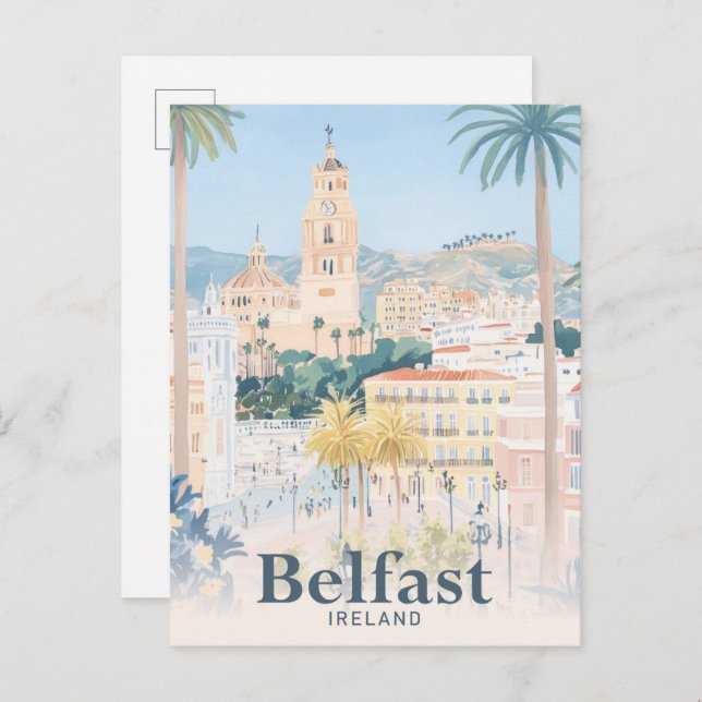 Postal Ilustracion de viaje por aguas de Irlanda de Belfa (Anverso / Reverso)