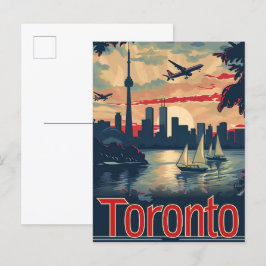 Postal Ilustracion de viaje retro de cosecha de Toronto C