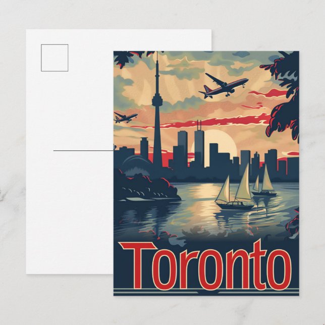 Postal Ilustracion de viaje retro de cosecha de Toronto C (Anverso / Reverso)