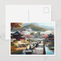 Ilustración de viaje vintage de arte de Seúl Corea