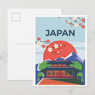 Postal Ilustración de viaje vintage de arte de Tokio Japó