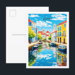 Postal Ilustracion de viaje vintage de Aveiro Portugal<br><div class="desc">Ilustracion Aveiro Portugal vintage</div>