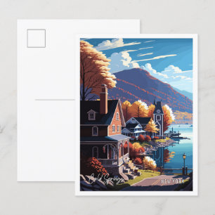 Postal Ilustracion de viaje vintage de Cold Springs en Nu
