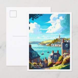 Postal Ilustracion de viaje vintage de Dartmouth Inglater