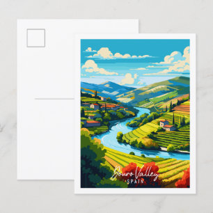 Postal Ilustracion de viaje vintage de Douro Valley Españ