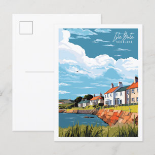 Postal Ilustracion de viaje vintage de Isle Bute Scotland