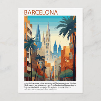 Postal Ilustración de viaje vintage de la ciudad de Barce