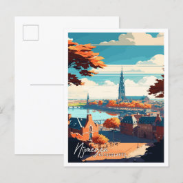 Postal Ilustracion de viaje vintage de Nijmegen Netherlan