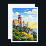 Postal Ilustracion de viaje vintage de Sintra Portugal<br><div class="desc">Ilustracion de viaje vintage de Sintra Portugal</div>