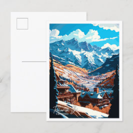 Postal Ilustracion de viaje vintage de Telluride Ski Colo