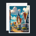 Postal Ilustracion de viaje vintage de Volendam Países Ba<br><div class="desc">Volendam Países Bajos Art Vintage ilustracion de viaje</div>